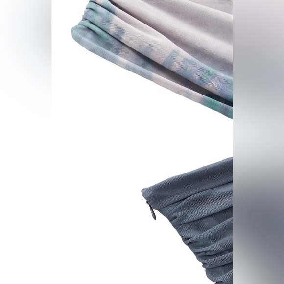 ZARA New ASYMMETRIC Tie Dye Print One Shoulder Tulle MINI Dress Small Gray Pink - Picture 5 of 10